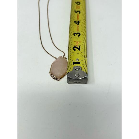 Vintage Signed SIGAL Marked 925 Gold Tone and Rose Quartz Necklace - Picture 6 of 8